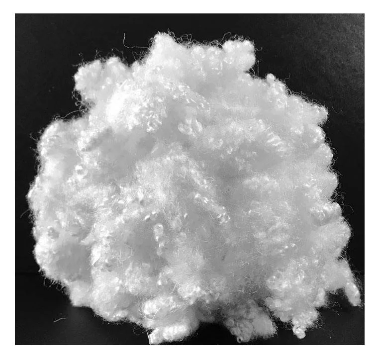 รีไซเคิลเส้นใยอะคริลิกสีขาว 3D / 7D / 15D 32 มม. / 51 มม. / 64 มม. Hollow Conjugated Siliconized สำหรับหมอน